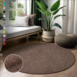 Hochflor-Teppich SANAT "LOCA , auch als Läufer und in Rund", braun (dunkelbraun), H:30mm Ø:200cm, Kunstfaser, Teppiche, Wohnzimmer, Langflor, Shaggy, Schlafzimmer