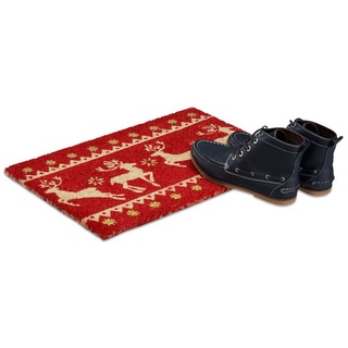 Fußmatte Fußmatte Weihnachten, relaxdays, Höhe: 15 mm braun|rot