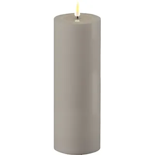 Deluxe Homeart LED Real Flame Outdoor Stumpenkerze grau, Ø7,5 x H20cm, grau