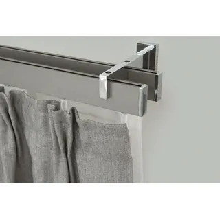 GARESA Innenlaufschiene FLAT, 2-läufig, Wunschmaßlänge, verschraubt, Aluminium, Rechteckprofil, Wandmontage, perfekter Lauf, modern, verlängerbar silberfarben 220 cm