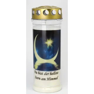 Kerzen Junglas Grablicht, Grabkerze ür Sternenkinder Motiv Stern, Größe 21x7,5 cm - 3929 7 Tage Brenndauer – Friedhofskerze, Trauerkerze mit Motiv.