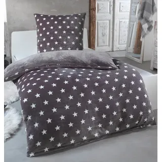 Malika Wendebettwäsche Teddy Plüsch Winter Bettbezug Cashmere Touch, Cashmere Touch, 2 teilig, flauschig warme Nicky-Teddy-Plüsch, angenehm weicher Stoff grau