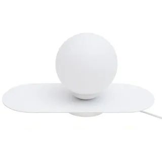 Licht-Erlebnisse Nachttischlampe ZESUS, ohne Leuchtmittel, Glas Metall E27 22 cm Weiß Kugel Schirm Nachttischlampe weiß