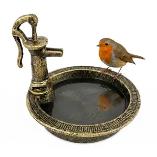 Relaxdays Vogeltränke aus Gusseisen Gold,Schwarz