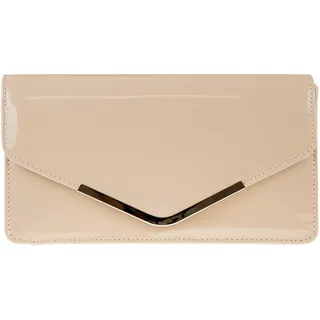 fi9® Handtasche aus Lackleder, für Braut, Hochzeit, Abendveranstaltung, Party, Geldbörse, Clutch, Schultertasche, medium (Beige Nude) - L