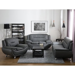 3-Sitzer Sofa Kunstleder grau LEIRA