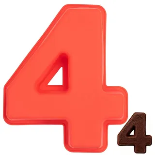 Sxingh Silikon Backform Zahl 4 Groß, Antihaftige 3D Number Cake Backform, DIY Kuchenform für Kindergeburtstag, Hochzeit, Jubiläum, Geburtstagstorte Backen