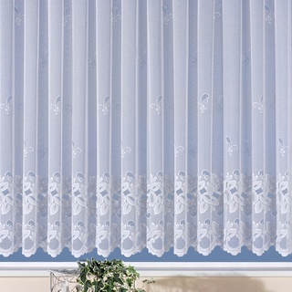 Gardine WECKBRODT "Basel" Gardinen Gr. 90 cm, Kräuselband, 300 cm, weiß Kräuselband Store, Jacquard, strukturierte Optik, Allover, gemustert, Bordüre