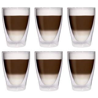 Filosa® Latte Macchiato Gläser doppelwandig (6x 280ml), Espresso Gläser, Teegläser, Cappuccino Gläser, Thermogläser doppelwandig Latte Gläser, Doppelwandige Gläser Latte Macchiato, Kaffeegläser