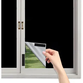 Verdunklungsrollo Verdunklungsrollo Ohne Bohren,Verdunklungsfolie für Fenster, BTTO V&G, Verdunklungsrollo,Sonnenschutz,100% Dachfenster Verdunkelung schwarz|silberfarben