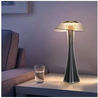 ZMH Nachttischlampe Akku,kabellose LED-Tischleuchte mit Touch-Dimmer, 3 Helligkeitsstufen, LED fest integriert, USB-aufladbar, dekorative Nachtleuchte für Schlafzimmer und Wohnzimmer grau