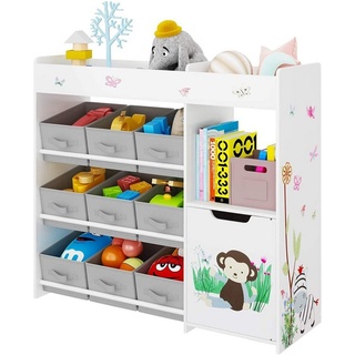 HOMECHO Spielzeugtruhe, Spielzeugregal Bücherregal Kinderzimmer mit 9 boxen weiß