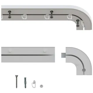 Gardineum Gardinenstange 1-lfg. Kunststoff, Längen v. 1,20 m - 4,00 m mgl. m. Rundbogen, 1-läufig weiß 280 cm