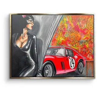 DOTCOMCANVAS® Leinwandbild GTO, Leinwandbild GTO Auto catwoman street art Pop Art rot schwarz quer