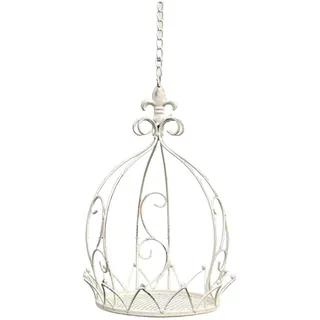 Kuntesetty Hängekorb Eisen Krone Hängepflanzgefäß Metallkorb Antikes Design Pflegeleicht mit Viel für Outdoor Garten Eingangsbereich, Weiß