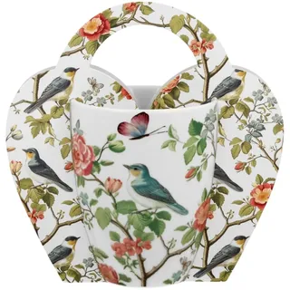 Duo-Gift Tasse Duo Tasse Crocus Porzellanbecher Vögel & Rosen 350ml im Herzkörbchen