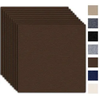Selbstklebende Teppichfliesen 30x30cm Selbstliegend - 10 Stück Set - 0.9m2 - Teppichboden, Teppich Fliesen mit Rückendeckung, Strapazierfähiger Teppich Bodenbelag für Wohnung,Büro,Gewerbe,Dunkelbraun