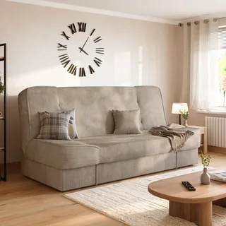 BROMARKT Schlafsofa mit Bettkasten Beige 192x85x93 cm Couch mit Schlaffunktion 190x115 cm Sofa Bed Schlafcouch für Wohnzimmer Wohlandschaft Klappsofa mit 1 Kissen Cord TOLIA