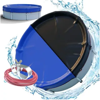 Arebos Pool-Abdeckplane rund, 2-in-1 Poolplane, Sommer&Winter Abdeckung, Ø 420-610 cm, Wasser- & wetterabweisend für ganzjährigen Einsatz blau|schwarz 420 | 320 cm x 366 cm x 0.0215 cm