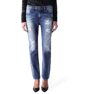 Diesel Straight-Jeans Diesel Rizzo 0848I Destroyed Damen Jeans Hose Slim Straight blau W25