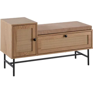 FineBuy Schuhbank 100 x 60 x 38 cm Eiche / braun