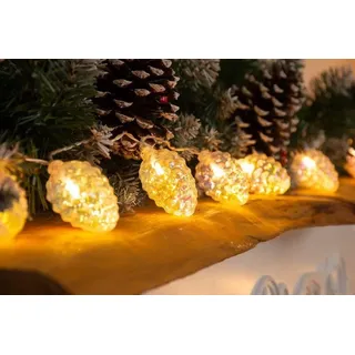 Lichterkette MagicHome Weihnachten Pine, 10x LED warmweiß, mit Tannenzapfen, 2xAA, Dauerlicht, Beleuchtung, L-1,35 m
