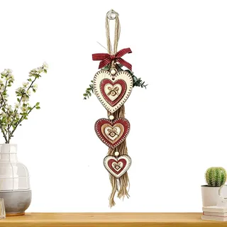 Rustikale Herz-Wanddekoration aus Holz Valentinstag Wohndeko | Hängbare Herz-Dekoration Für Innen Landhausstil Deko Wohnzimmer Schlafzimmer Arbeitszimmer Esszimmer Haus Apartment Wohnung