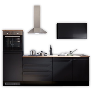 84-131-18 JAZZ Küchenblock Küchenzeile Schwarz ohne Geräte ca. 260 x 200 x 60 cm