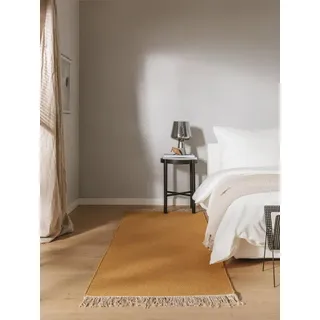 benuta Wollteppich Liv, rechteckig, Höhe: 5 mm, Teppich Wohnzimmer, Schlafzimmer, Esszimmer, Flur, Kunstfaser, Cozy gelb 80 cm x 250 cm x 5 mm
