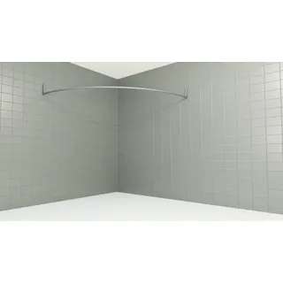 Erica Duschvorhangstange Duschstange Ecke 140x140 cm, Wandmontage, ohne Deckenbefestigung, verschraubt, Für Badewannen grau