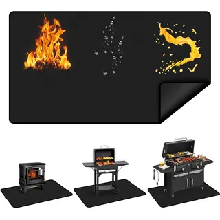 Richhakka Große Grillmatte für Gasgrill 180x100CM, Doppelseitige Feuerfeste Unterlage, Teppich Klein Schützt Terrasse vor Fettspritzern, Outdoor BBQ Bodenmatte