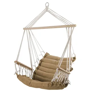 Design Hängesessel Maly-BRAUN-Indoor Hängekorb Schwebesessel Stoffsessel inkl. Armlehnen mit extrem gemütlichem Sitz Kissen 6cm dick (ohne Hängesesselstell)
