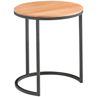 Johann Jakob Beistelltisch, Schwarz, Buche, Metall, Kernbuche, massiv, rund, eckig, C-Form, 39x48x39 cm, einfacher Aufbau, Wohnzimmer, Wohnzimmertische, Beistelltische, Beistelltische Metall