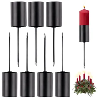 Adventskranz Kerzenhalter, 8 Stück Ø 2.5cm Retro Kerzenteller, Adventskranz mit Kurzem Dorn, Retro Schwarz Adventskerzenhalter, als Deco für DIY Tafelkerzen Adventskranz Deko