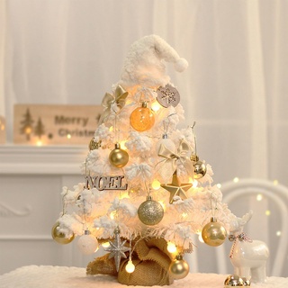 50,8 cm beleuchteter dekorierter Tisch-Weihnachtsbaum, schneebeflockter Mini-Weihnachtsbaum mit Schneeflocke und Weihnachtskugel, Weihnachtsbaumspitze, weißer Weihnachtsbaum für