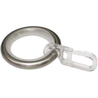 GARDINIA Ringe mit Gleiteinlage und Gardinenhaken, Metall, Für Ø 16 mm, edelstahl-optik, 10-er Pack