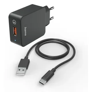 Hama Schnellladegerät mit Ladekabel USB-C, 19,5 W, 1,5 m, Schwarz