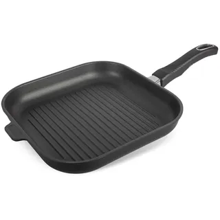 Original Gundel GUSS-QUADRAT-GRILLPFANNE flach, 28 x 28 cm, Höhe 4 cm, BIOTAN-Oberfläche, fester Stiel
