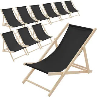 ECD Germany Gartenliege 117 x 52 x 83 cm Schwarz