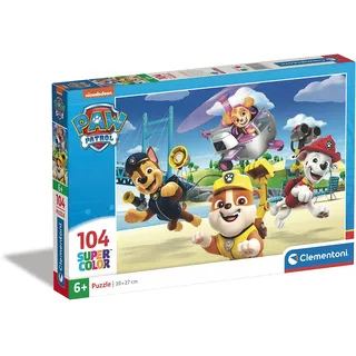 Clementoni - 27265 - Supercolor Puzzle - Paw Patrol - Puzzle 104 Teile Ab 6 Jahren, Buntes Kinderpuzzle Mit Besonderer Leuchtkraft & Farbintensität, Geschicklichkeitsspiel Für Kinder