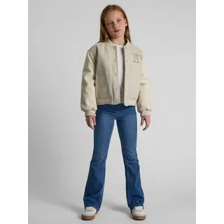 MINOTI Collegejacke Baseballjacke mit NY-Stickerei und mit Kunstlederärmeln, für Mädchen Bündchen am Hals, An Ärmalbündchen und am Bund beige|braun 146-152cm