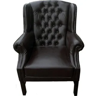 JVmoebel Ohrensessel Chesterfield Relaxsessel aus Leder in Braun, Made in Europa schwarz