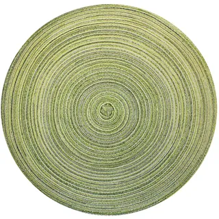 Haus und Deko Bast Platzset rund ca. 40 cm Ø Kunststoff Tischset Untersetzer waschbar Grün Limette meliert