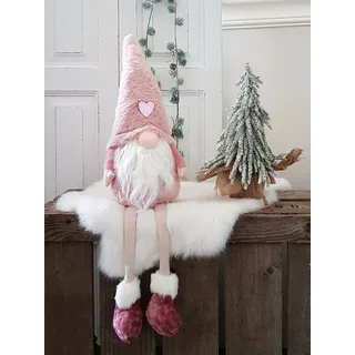 Kantenhocker Wichtel Gnom Knollnase rosa 60 cm Textil sitzend
