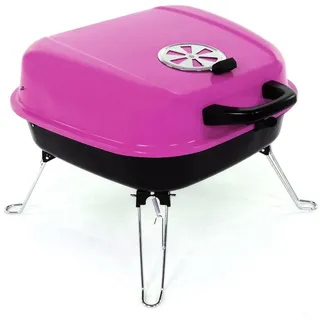 Koffergrill Holzkohlegrill BBQ Partygrill Minigrill pink Barbecue Grill Kohle