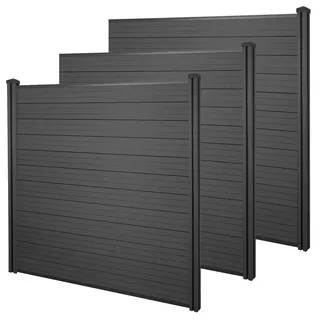 Mendler Windschutz 570 x 189 x 9 cm grau Holz 3 St.