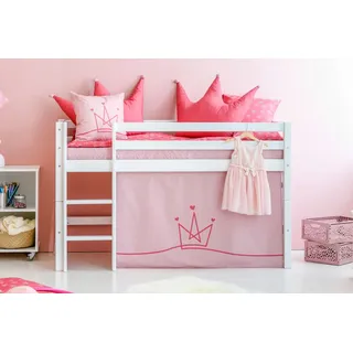 Hochbett HOPPEKIDS "ECO Dream, Kinderbett, Spielbett, Halbhohes Bett aus Massivholz", rosa (weiß, prinzessin rosa), B:81cm H:105cm L:168cm, Kinderbett: 100% Massivholz: Nordische Kiefer, Vorhang: 100% Baumwolle, Matratzenbezug 100% Baumwolle, Matratze: Schaum, Hochbetten, Hochbett Kinderbett, inkl. Vorhang-Set Creator, Bettgröße & Matratze wählbar