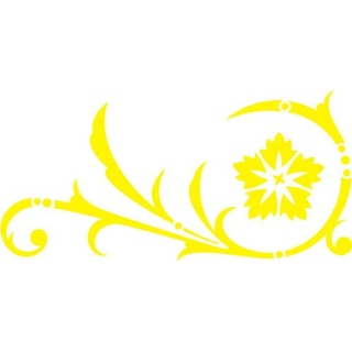 INDIGOS UG Wandtattoo/Wandaufkleber-e49 abstraktes Design Tribal/schöne Blumenranke mit großer Blüte und Punkten zur Verzierung 240x116 cm- Gelb, Vinyl, 160 x 112 x 1 cm