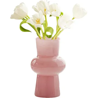 KOOMUAO Vase Rot Blumenvase Modern,20cm Hoch Glas Vase | Glasblasenvase für Blumen,Vase Glas Bubble Vase,Handgeblasen Tisch für Heimdekoration Mittelstücke(Rosa)