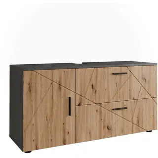 Vicco Waschbeckenunterschrank 2 Schubladen 120,1 x 60,6 x 41,0 cm Anthrazit/Goldkraft Eiche